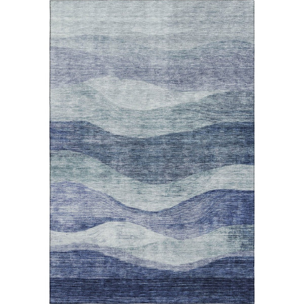 HomeRoots 5' X 8' Washable Blue & Sky Blue Abstract Area Rug with UV Protection for High-Traffic Homes 686308