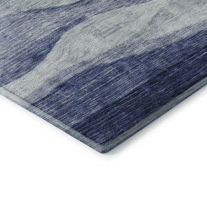 HomeRoots 5' X 8' Washable Blue & Sky Blue Abstract Area Rug with UV Protection for High-Traffic Homes 686308