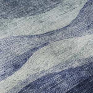 HomeRoots 5' X 8' Washable Blue & Sky Blue Abstract Area Rug with UV Protection for High-Traffic Homes 686308