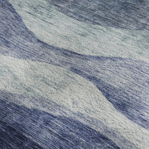 HomeRoots 5' X 8' Washable Blue & Sky Blue Abstract Area Rug with UV Protection for High-Traffic Homes 686308