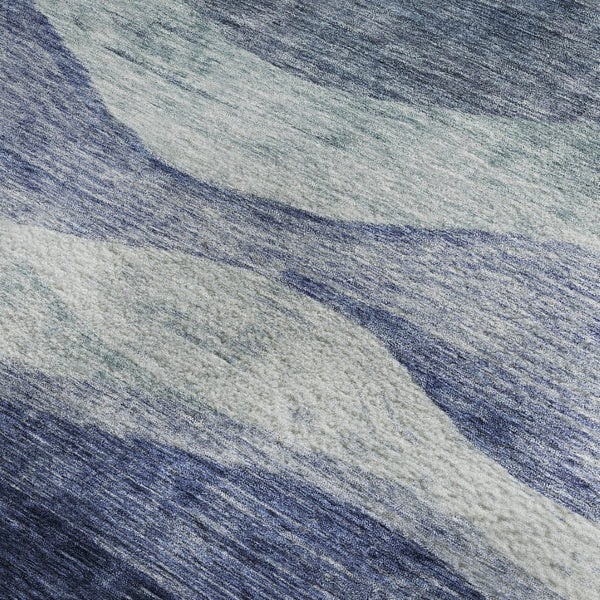 HomeRoots 5' X 8' Washable Blue & Sky Blue Abstract Area Rug with UV Protection for High-Traffic Homes 686308