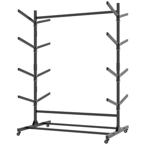 English Elm 82"h Freestanding Steel Kayak Storage Rack Holds 8 Boards with Locking Wheels T2398P313238