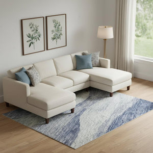HomeRoots 9' X 12' Blue Abstract Washable Area Rug with UV Protection - Durable, Stylish, and Easy Care Design 686311