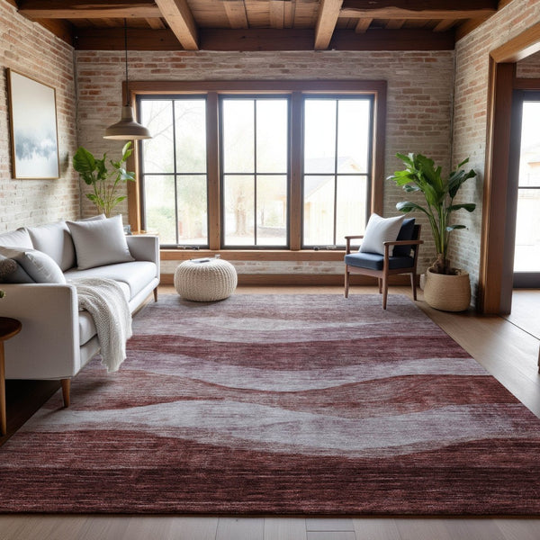 HomeRoots 5' X 8' Blush and Pink Abstract Area Rug - Washable, Stain-Resistant, UV Protected for Homes 686314