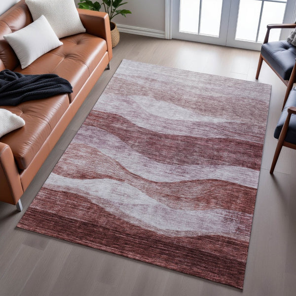 HomeRoots 5' X 8' Blush and Pink Abstract Area Rug - Washable, Stain-Resistant, UV Protected for Homes 686314
