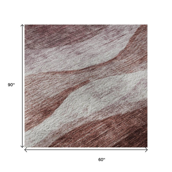 HomeRoots 5' X 8' Blush and Pink Abstract Area Rug - Washable, Stain-Resistant, UV Protected for Homes 686314