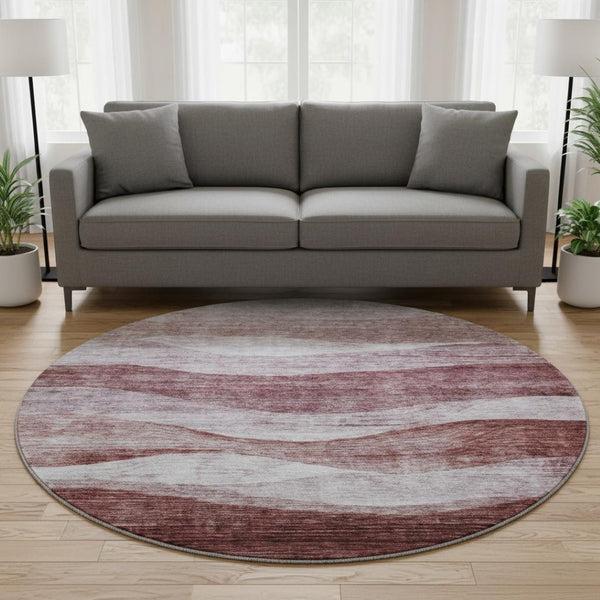 HomeRoots 8' Blush and Pink Abstract Round Rug - Washable, UV-Protected, Stylish for Modern Living Spaces 686315