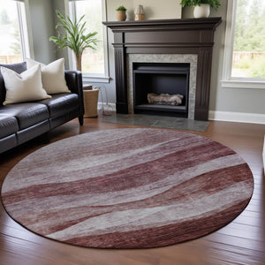 HomeRoots 8' Blush and Pink Abstract Round Rug - Washable, UV-Protected, Stylish for Modern Living Spaces 686315