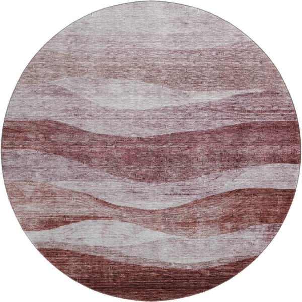 HomeRoots 8' Blush and Pink Abstract Round Rug - Washable, UV-Protected, Stylish for Modern Living Spaces 686315