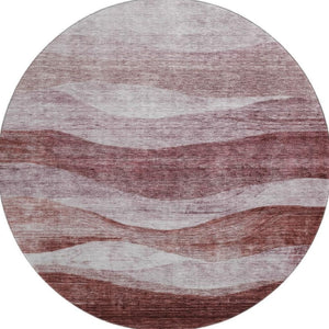 HomeRoots 8' Blush and Pink Abstract Round Rug - Washable, UV-Protected, Stylish for Modern Living Spaces 686315