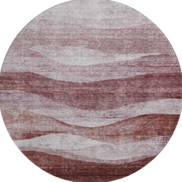 HomeRoots 8' Blush and Pink Abstract Round Rug - Washable, UV-Protected, Stylish for Modern Living Spaces 686315