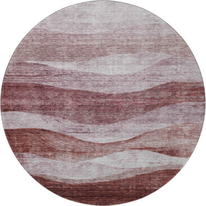 HomeRoots 8' Blush and Pink Abstract Round Rug - Washable, UV-Protected, Stylish for Modern Living Spaces 686315