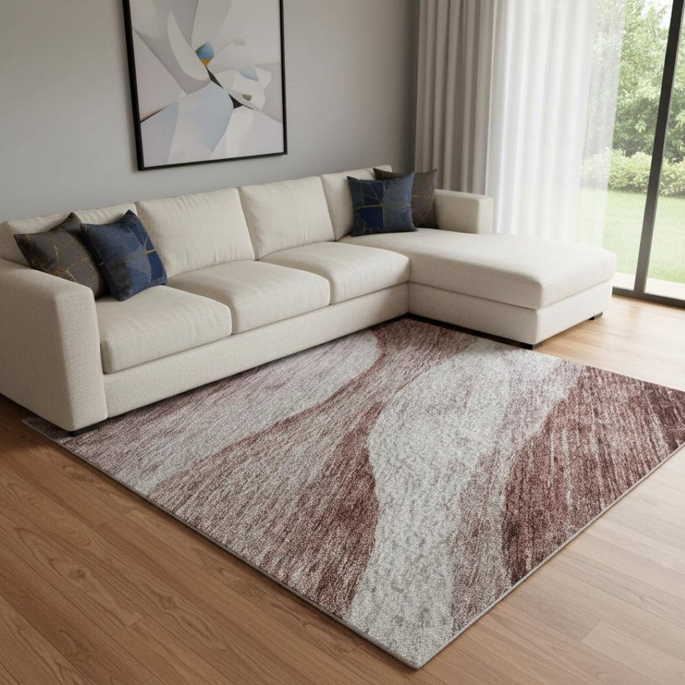 HomeRoots 8' X 10' Blush and Pink Abstract Washable Area Rug - Stain Resistant, UV Protected, Stylish Decor Solution 686316