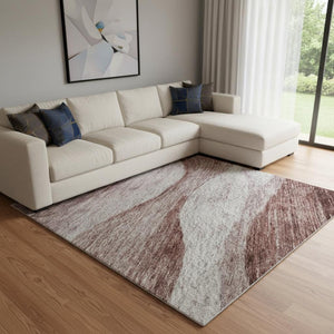 HomeRoots 8' X 10' Blush and Pink Abstract Washable Area Rug - Stain Resistant, UV Protected, Stylish Decor Solution 686316