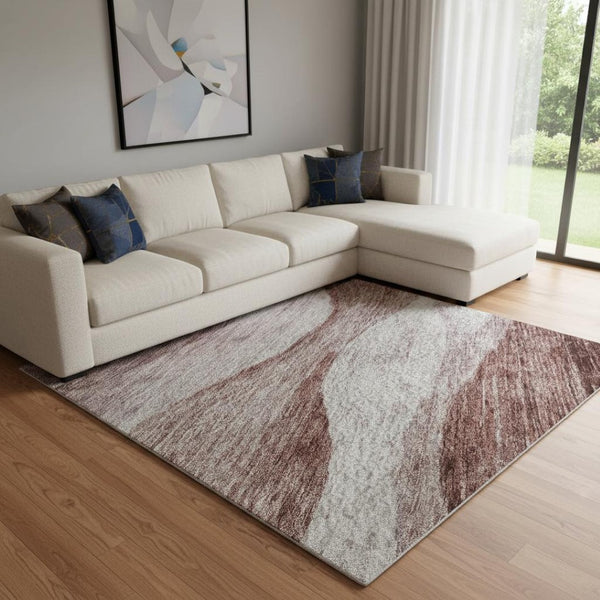 HomeRoots 8' X 10' Blush and Pink Abstract Washable Area Rug - Stain Resistant, UV Protected, Stylish Decor Solution 686316