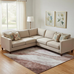 HomeRoots 9' X 12' Blush and Pink Abstract Area Rug - Washable, UV-Resistant, Soft Polyester for Modern Spaces 686317