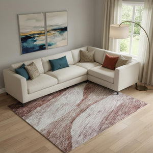 HomeRoots 10' X 14' Blush & Pink Abstract Area Rug - Washable, Durable, UV Protected for Stylish Living Spaces 686318