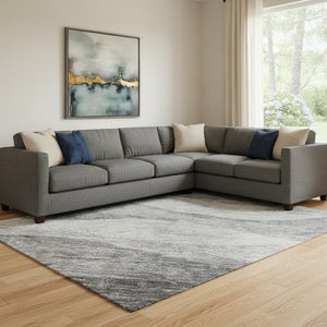 HomeRoots 8' X 10' Gray And Silver Abstract Washable Area Rug - Durable, Stain-Resistant, UV Protected Style! 686322