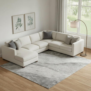 HomeRoots 10' Gray and Silver Abstract Area Rug - Washable, UV Protected, Stain Resistant for Modern Homes 686324