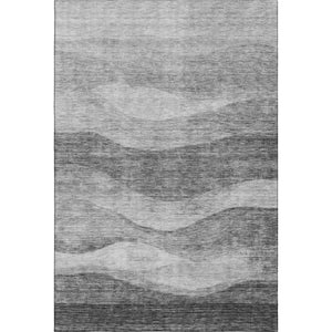 HomeRoots 10' Gray and Silver Abstract Area Rug - Washable, UV Protected, Stain Resistant for Modern Homes 686324