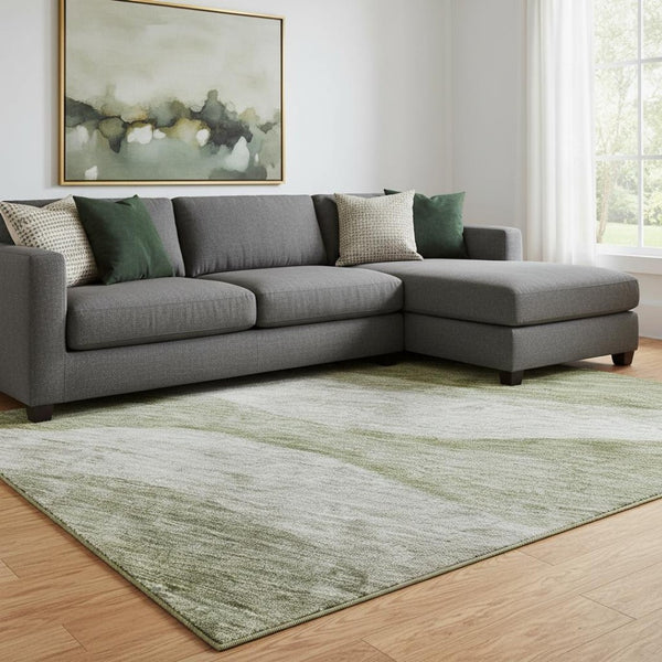 HomeRoots 8' X 10' Green and Beige Abstract Area Rug - Stylish, Durable, Washable with UV Protection for Homes 686328