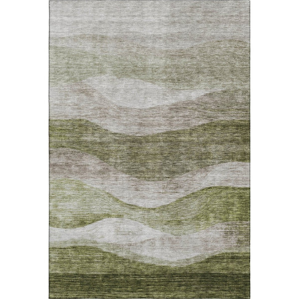 HomeRoots 10' Green and Beige Abstract Washable Area Rug - UV Protected, Durable, and Stylish for Any Room 686330