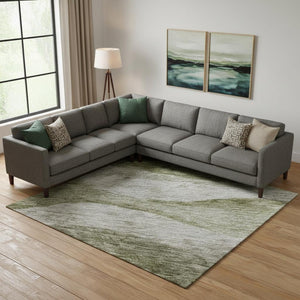 HomeRoots 10' Green and Beige Abstract Washable Area Rug - UV Protected, Durable, and Stylish for Any Room 686330