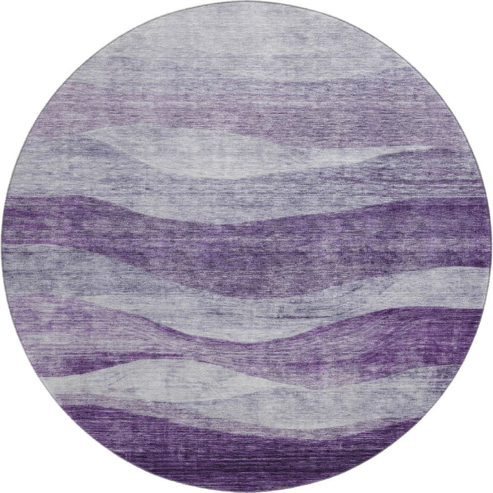 HomeRoots 8' Abstract Lavender and Lilac Washable Round Rug - UV Protected, Stain Resistant, Ideal for Kids & Pets 686333