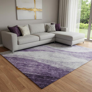 HomeRoots 8' X 10' Stylish Lavender Lilac Abstract Area Rug – Washable, UV Resistant, Perfect for High-Traffic Spaces 686334