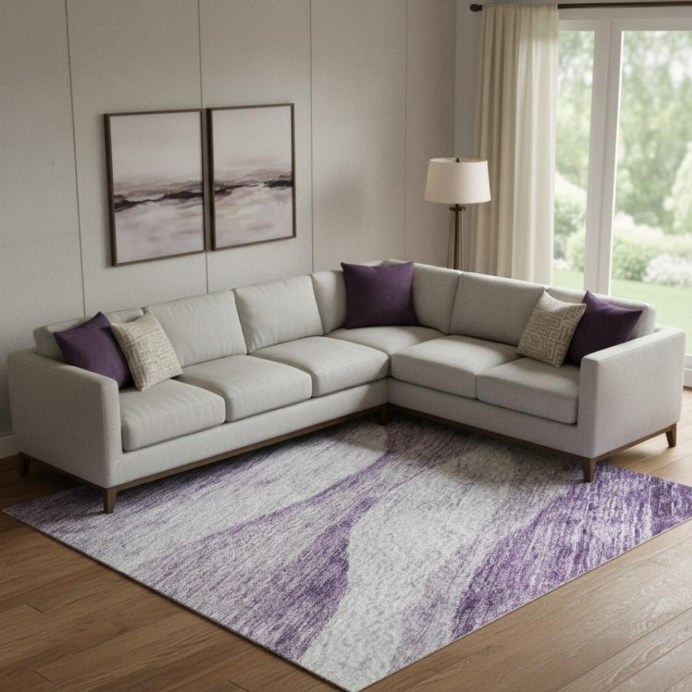 HomeRoots 9' X 12' Stylish Lavender & Lilac Abstract Area Rug - Washable, Durable, UV Protected for Easy Care 686335