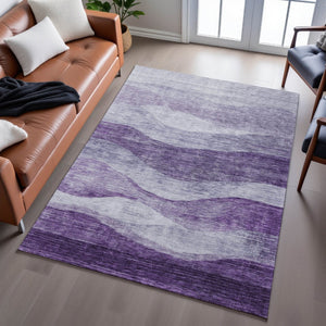 HomeRoots 9' X 12' Stylish Lavender & Lilac Abstract Area Rug - Washable, Durable, UV Protected for Easy Care 686335