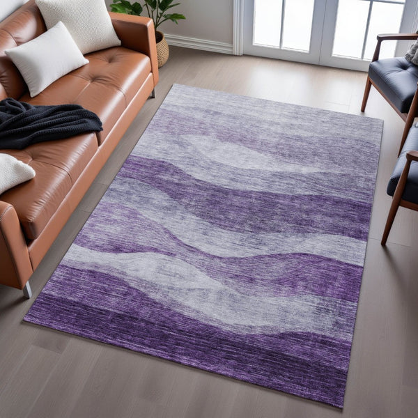 HomeRoots 9' X 12' Stylish Lavender & Lilac Abstract Area Rug - Washable, Durable, UV Protected for Easy Care 686335