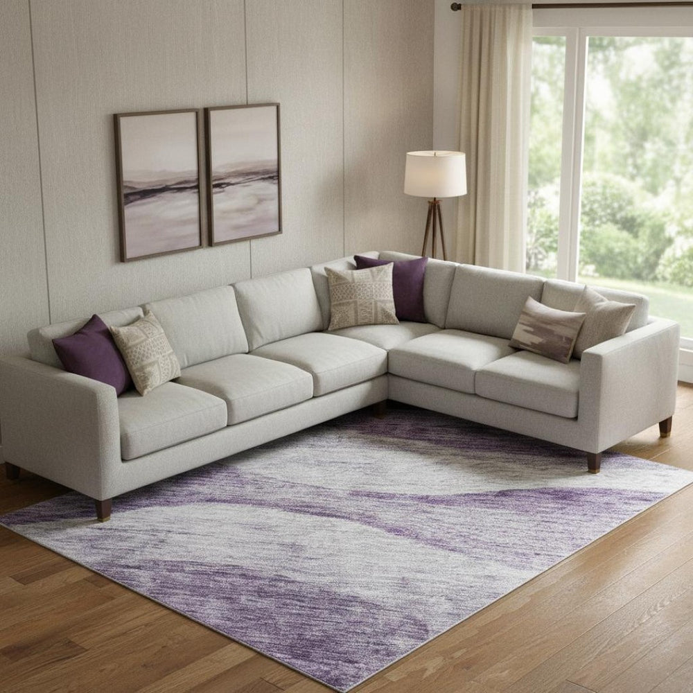 HomeRoots 10' X 14' Abstract Lavender & Lilac Washable Area Rug with UV Protection for Kids & Pets' Spaces 686336