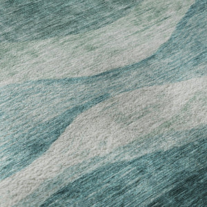 HomeRoots 9' Aqua and Teal Abstract Washable Area Rug – UV Protected, Stain-Resistant, Perfect for Busy Homes! 686341