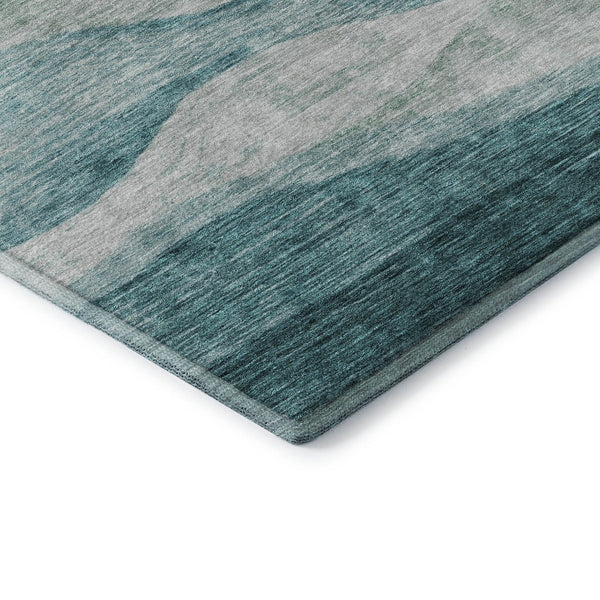 HomeRoots 10' Aqua and Teal Abstract Area Rug - Washable, UV Protected, Stain Resistant, Modern Design, Durable 686342