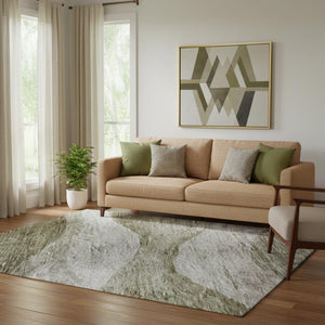 HomeRoots 5' X 8' Abstract Beige and Taupe Area Rug - Washable, UV-Protected, Durable for High Traffic Spaces 686344