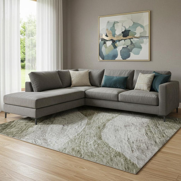 HomeRoots 8' X 10' Modern Taupe and Beige Abstract Area Rug - Washable, Stain Resistant, UV Protected Beauty! 686346