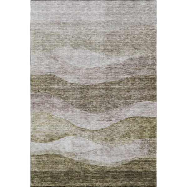 HomeRoots 9' X 12' Taupe And Beige Abstract Area Rug – Washable, Stain Resistant, UV Protected for Busy Homes 686347