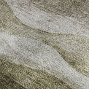 HomeRoots 9' X 12' Taupe And Beige Abstract Area Rug – Washable, Stain Resistant, UV Protected for Busy Homes 686347