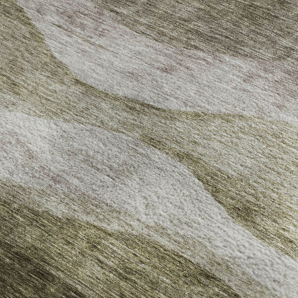 HomeRoots 9' X 12' Taupe And Beige Abstract Area Rug – Washable, Stain Resistant, UV Protected for Busy Homes 686347