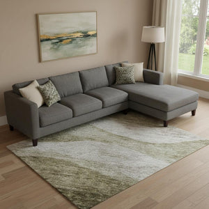 HomeRoots 10' X 14' Taupe and Beige Abstract Area Rug - Washable, UV-Protected, Stain-Resistant, Durable Design 686348