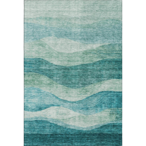 HomeRoots 8' X 10' Teal And Aqua Abstract Area Rug - Stylish, Stain Resistant, UV Protected & Easy Care! 686352