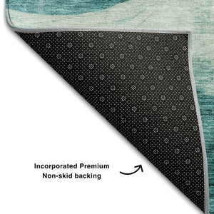HomeRoots 8' X 10' Teal And Aqua Abstract Area Rug - Stylish, Stain Resistant, UV Protected & Easy Care! 686352