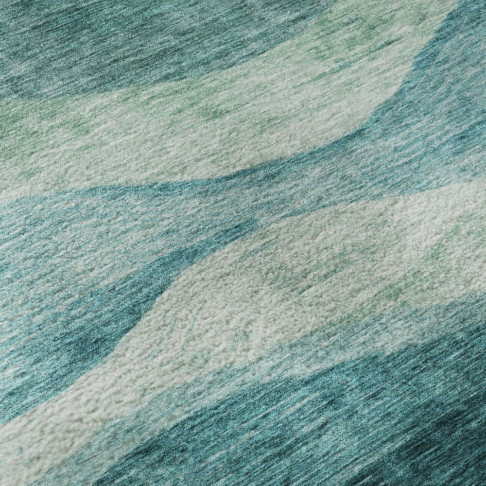 HomeRoots 10' X 14' Teal & Aqua Abstract Washable Area Rug – Stylish UV Protected Design for Busy Homes 686354