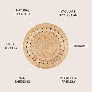 HomeRoots 5' Natural Jute Round Rug - Versatile, Stylish & Durable, Perfect for Any Room's Décor and Easy Care 686360