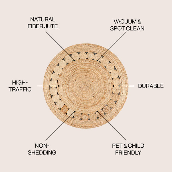 HomeRoots 5' Natural Jute Round Rug - Versatile, Stylish & Durable, Perfect for Any Room's Décor and Easy Care 686360