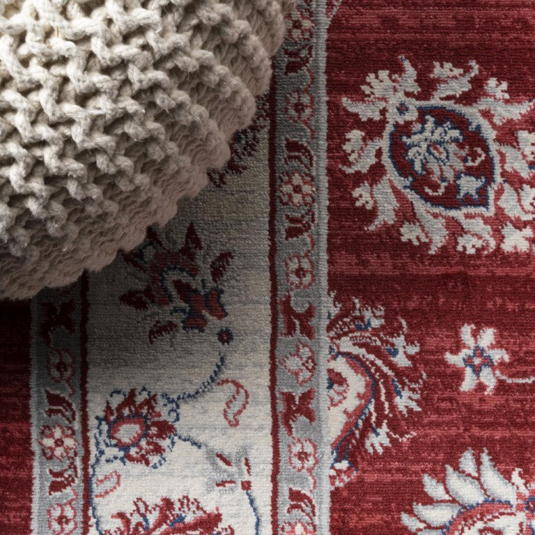 6 Foot Round Medallion Polypropylene Area Rug for Living Dining and Family Rooms
