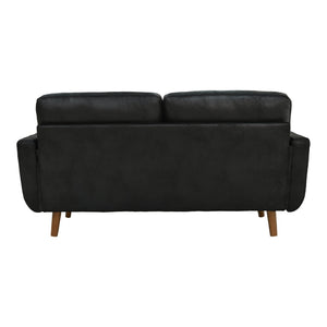 English Elm 65-inch Two Seat Sofa Breathable Foil Fabric Diamond Quilted Back Solid Wood Legs Black W5568P478823