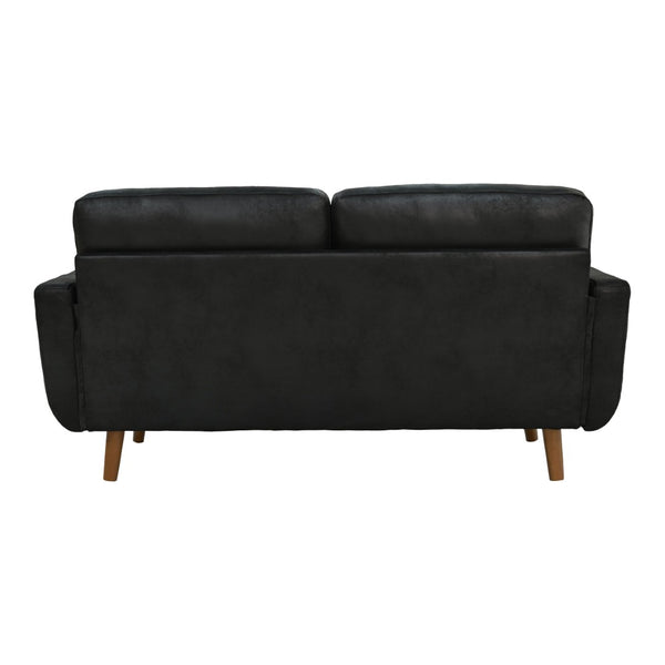 English Elm 65-inch Two Seat Sofa Breathable Foil Fabric Diamond Quilted Back Solid Wood Legs Black W5568P478823