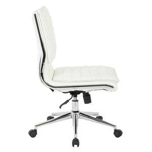 OSP Home Furnishings Armless Mid-back Faux Leather Office Chair with Lumbar Support and Chrome Base White SPX23592C-U11